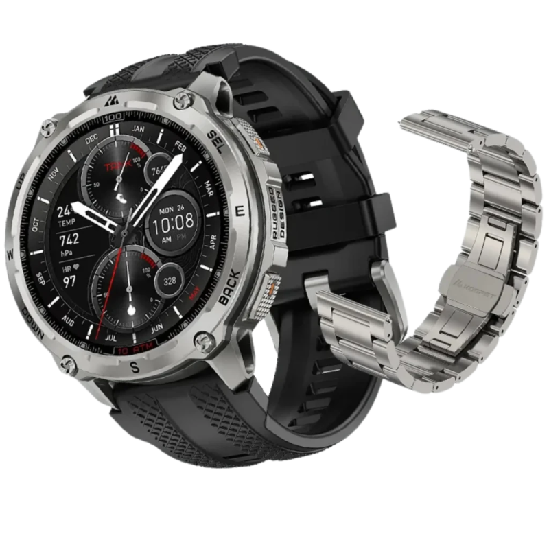 KOSPET Tank T4 Special Edition Argent 1,43 pouces AMOLED GPS 15 jours +160 sports 10ATM IP69K Smartwatch