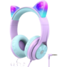 iClever HS20 Cat Ear Jack 3,5 mm Violet Casque serre-tête avec micro