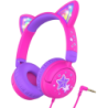 iClever HS25 avec Oreilles de Chat Rose pour enfants Casque serre-tête et micro