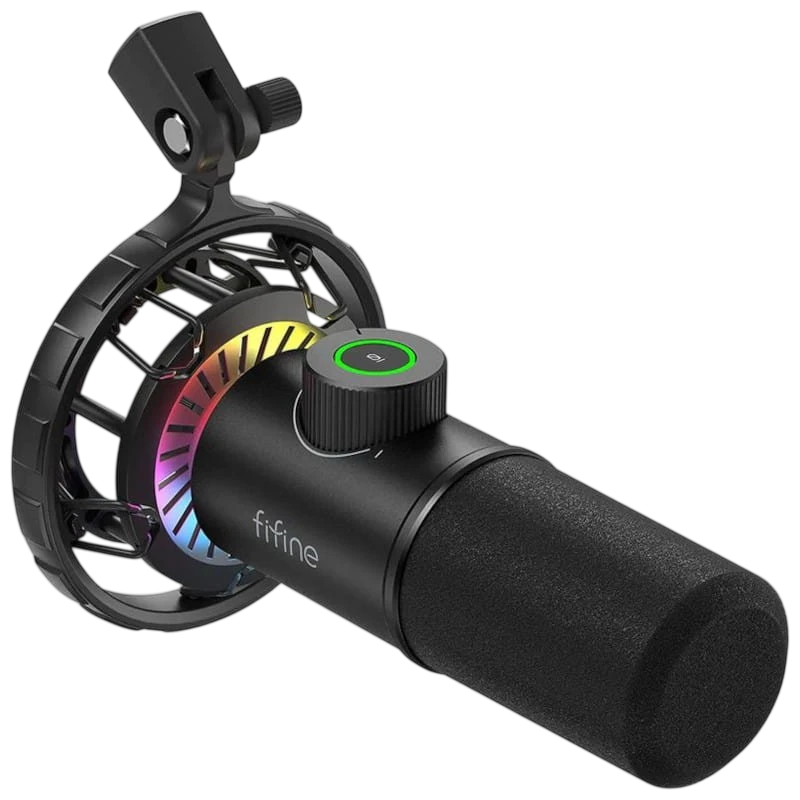 Fifine K658 RGB USB pour Enregistrement et Transmission sur PC cardioïde dynamique Microphone