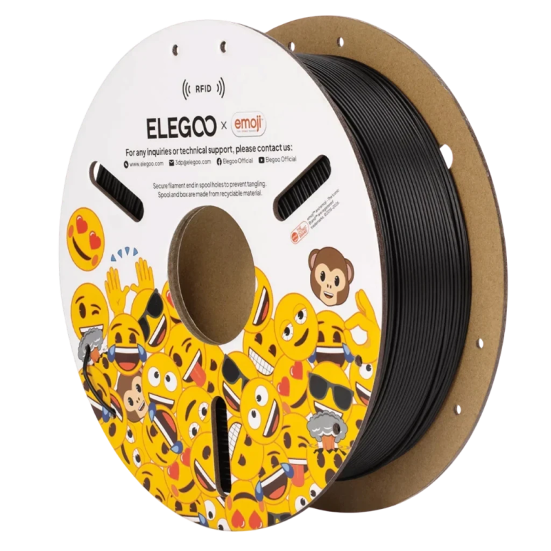 ELEGOO x Emoji PLA noir pour imprimantes 3D FDM - Filament 1,75 mm, bobine de 1 kg