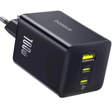 Baseus EnerFill FE11 100 W GaN 6 2xUSB-C + USB-A Noir - Chargeur mural rapide