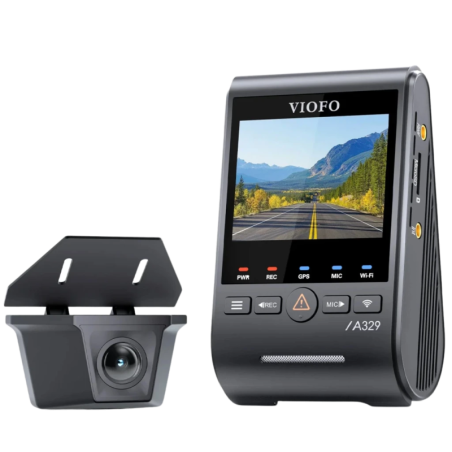 VIOFO A329SW 2CH 4K +2K GPS WiFi 6 140° Vision Nocturne HDR 2,4 pouces mode parking commande vocale Dashcam