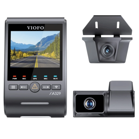 VIOFO A329TW 3CH Triple avec 4K, Téléobjectif et Caméra Extérieure IP67 GPS WiFi 2,4 pouces Dashcam