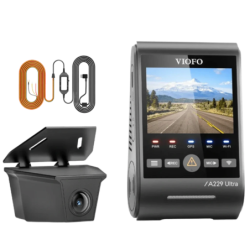 VIOFO A229 Ultra-W 2CH 4K +4K WiFi 5 GHz 140°+160° Vision Nocturne GPS HDR supercondensateur Dashcam