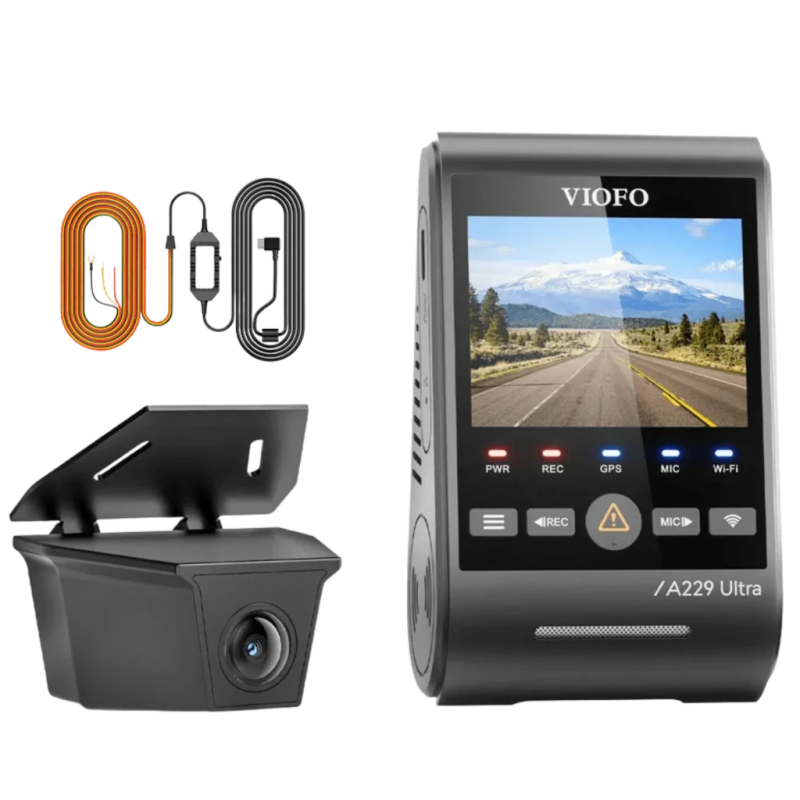 VIOFO A229 Ultra-W 2CH 4K +4K WiFi 5 GHz 140°+160° Vision Nocturne GPS HDR supercondensateur Dashcam
