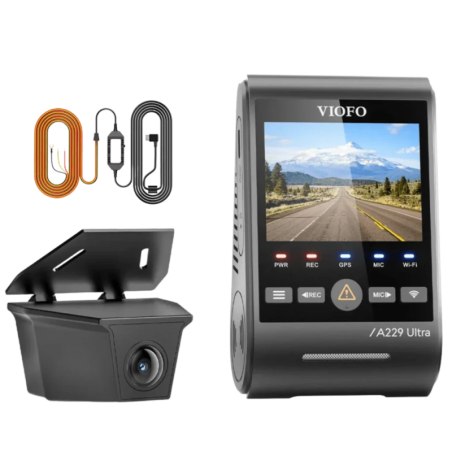 VIOFO A229 Ultra-W 2CH 4K +4K WiFi 5 GHz 140°+160° Vision Nocturne GPS HDR supercondensateur Dashcam