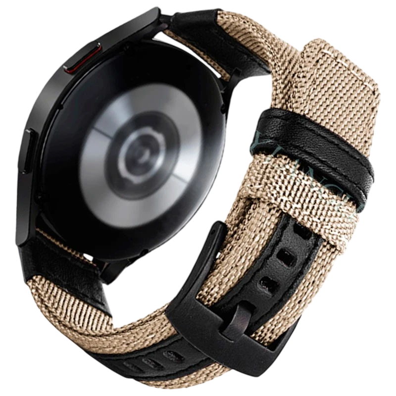 Bracelet Universel Nylon Ajustable 20mm Kaki pour Smartwatch Xiaomi/Amazfit/Samsung/Huawei/Realme/Ticwatch