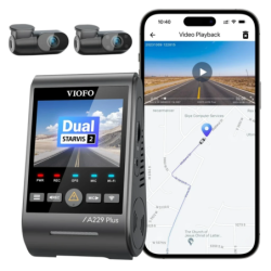 VIOFO A229 Plus 3CH Caméra Frontale 2K + Arrière 2K + Intérieure 1080P HDR 5GHz WiFi GPS commande vocale 2,4 pouces Dashcam