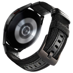 Bracelet Universel Nylon Ajustable 20mm Noir pour Smartwatch Xiaomi/Amazfit/Samsung/Huawei/Realme/Ticwatch