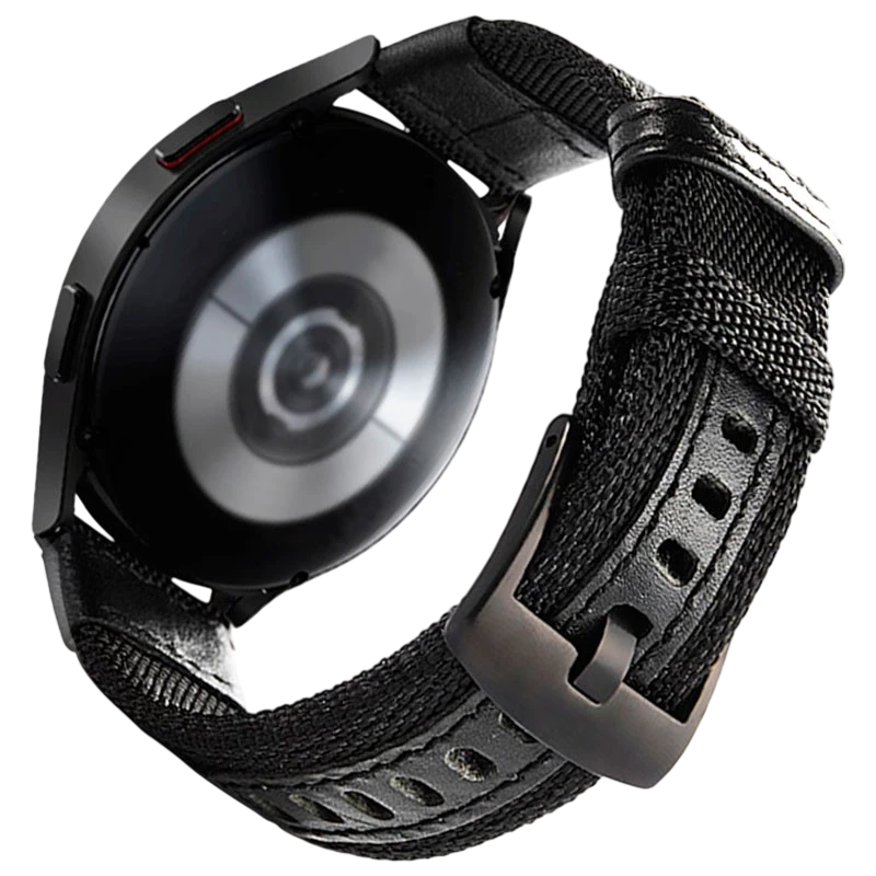 Bracelet Universel Nylon Ajustable 20mm Noir pour Smartwatch Xiaomi/Amazfit/Samsung/Huawei/Realme/Ticwatch