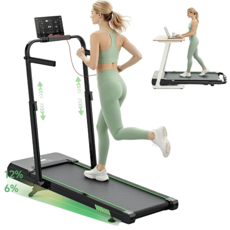 Akluer TW140x Inclinaison automatique de 12 % avec Haut-parleur Bluetooth et Barres latérales 10km/h Tapis de course pliable
