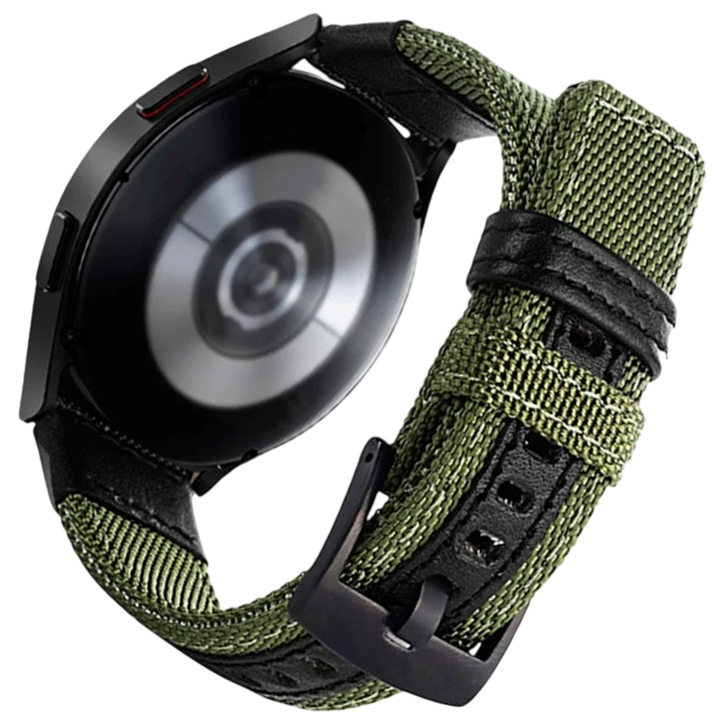Bracelet Universel Nylon Ajustable 22mm Vert pour Smartwatch Xiaomi/Amazfit/Samsung/Huawei/Realme/Ticwatch