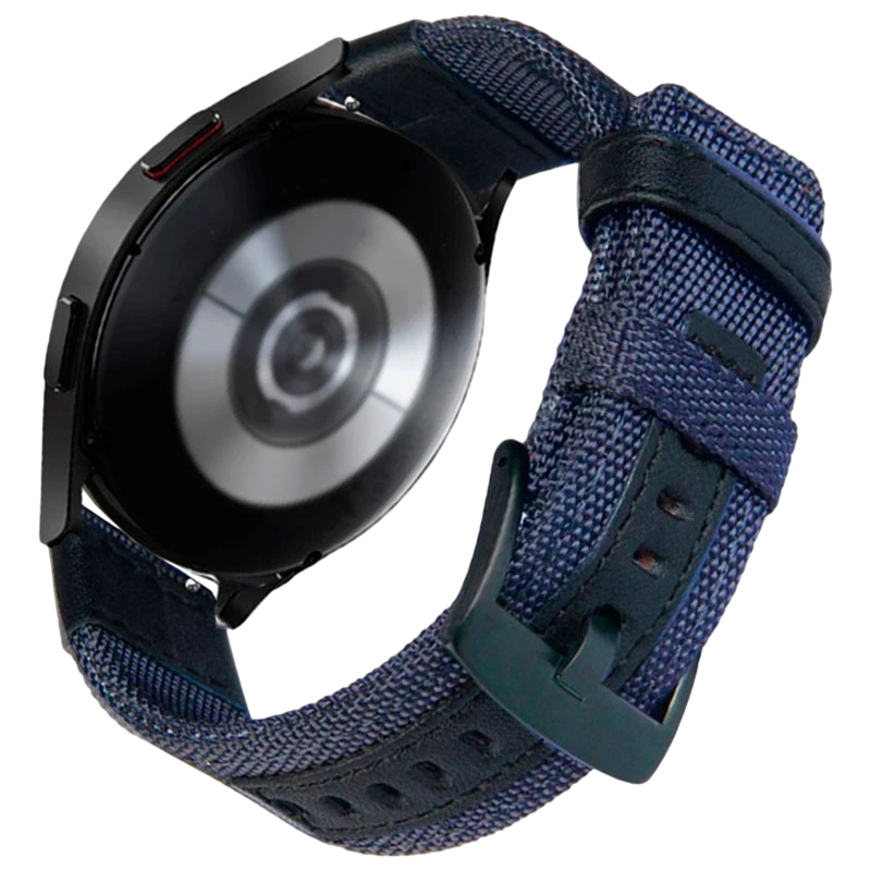 Bracelet Universel Nylon Ajustable 22mm Bleu pour Smartwatch Xiaomi/Amazfit/Samsung/Huawei/Realme/Ticwatch