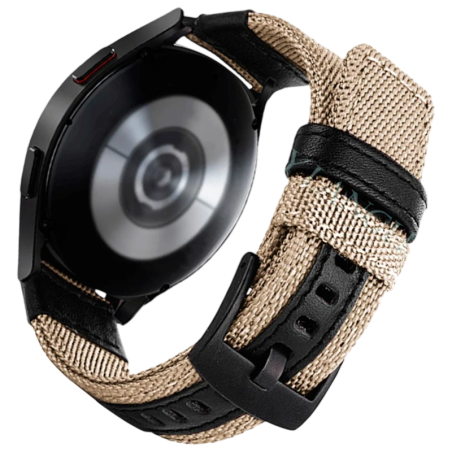 Bracelet Universel Nylon Ajustable 22mm Kaki pour Smartwatch Xiaomi/Amazfit/Samsung/Huawei/Realme/Ticwatch