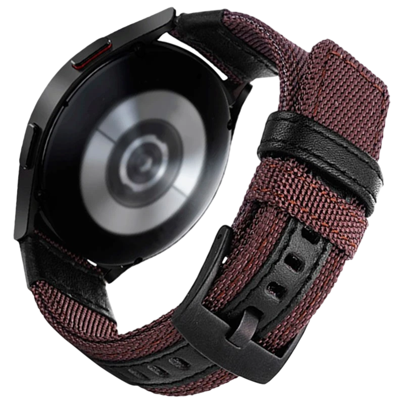 Bracelet Universel Nylon Ajustable 22mm Café pour Smartwatch Xiaomi/Amazfit/Samsung/Huawei/Realme/Ticwatch