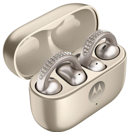 Motorola Moto Buds Loop Swarovski Beige Open-Ear ANC Bluetooth 5.0 37h Écouteurs sans fil