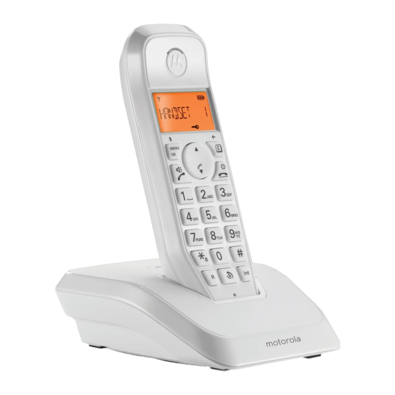 Motorola S1201 Blanc LCD 1,8 pouces 10h de communication identification de l'appelant mains libres Téléphone sans fil