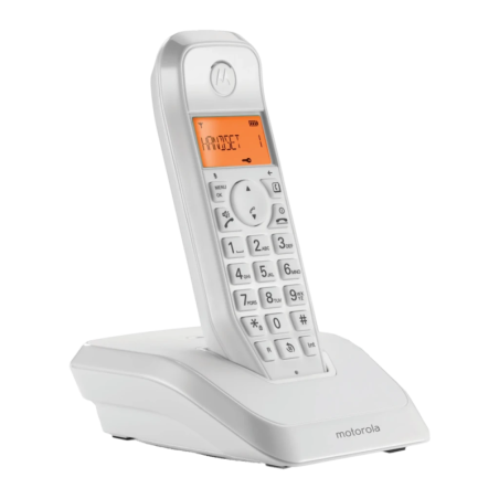 Motorola S1201 Blanc LCD 1,8 pouces 10h de communication identification de l'appelant mains libres Téléphone sans fil