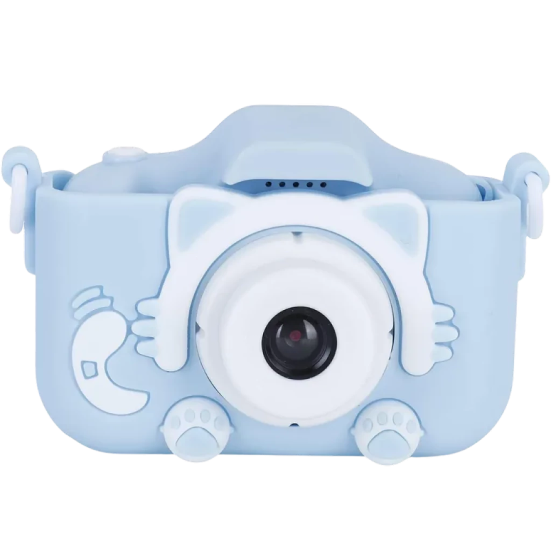 K1C Version Améliorée 600mAh Boîtier Chat Bleu 2 pouces carte 32GB Appareil photo numérique pour enfants