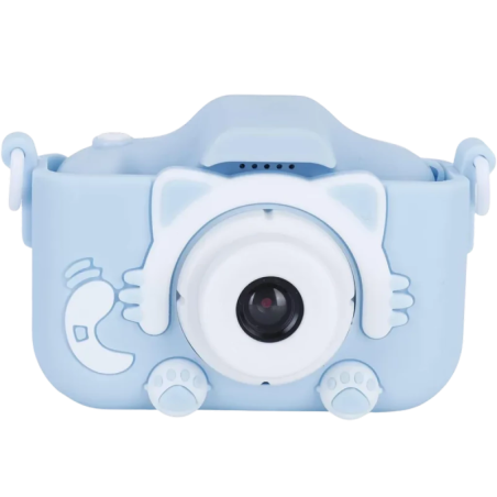 K1C Version Améliorée 600mAh Boîtier Chat Bleu 2 pouces carte 32GB Appareil photo numérique pour enfants