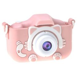 K1C Version Améliorée 600mAh Boîtier Chat Rose 2 pouces carte 32GB Appareil photo numérique pour enfants