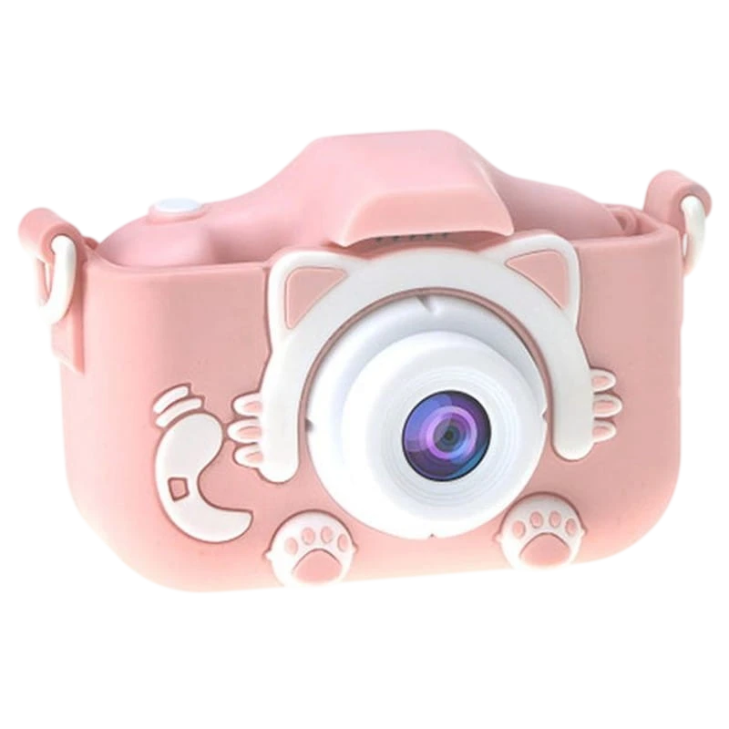 K1C Version Améliorée 600mAh Boîtier Chat Rose 2 pouces carte 32GB Appareil photo numérique pour enfants
