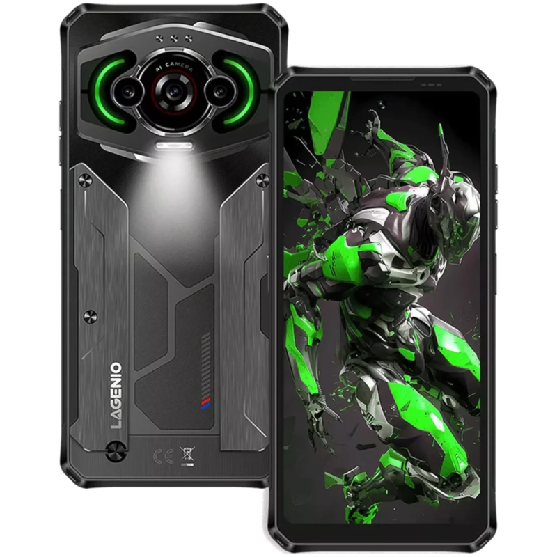 Lagenio Panther 1 8GB/256GB Noir Rugged IP68/IP69K 6,7 pouces 120Hz 13MP 5150mAh 18W NFC