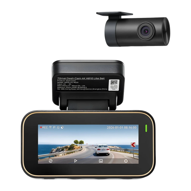 70mai A810 Lite Set avec Rear Camera RC21 2CH 4K GPS WiFi arrière Full HD 3 pouces HDR vision nocturne Dashcam