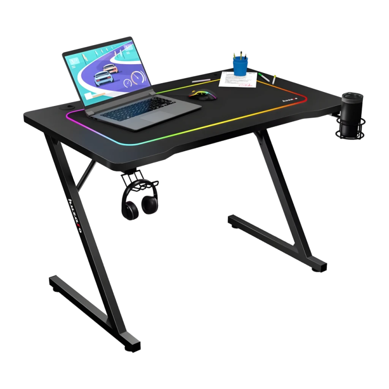 Huzaro Hero 1.8 MDF avec Acier Renforcé 100x60cm gestion des câbles support pour casque Bureau gaming