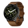 Garmin Venu 4 45 mm Gris Ardoise Bracelet Cuir Marron 1,4 pouces AMOLED 12 jours 5ATM Smartwatch