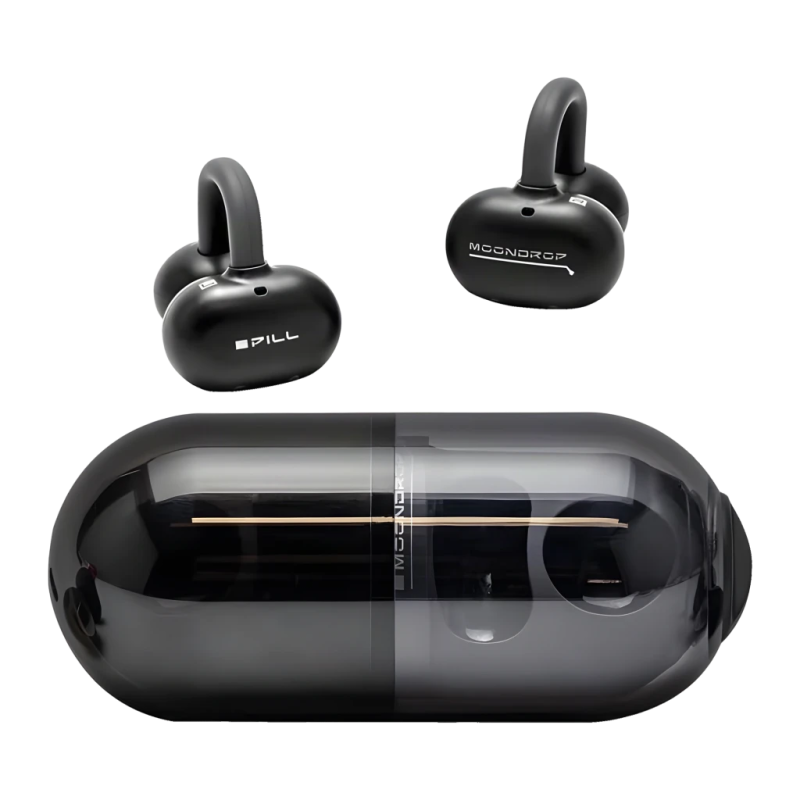 Moondrop Pill Open-Ear Noir Bluetooth 6.0 28h IPX4 Écouteurs sans fil