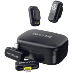 Hollyland Lark A1 Combo Cravate Gris Spatial omnidirectionnel 200m de portée 9h 48kHz Microphone sans fil