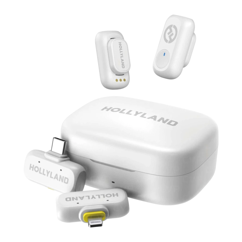 Hollyland Lark A1 Combo Cravate Omnidirectionnel Blanc USB-C 200m de portée 9h Microphone sans fil