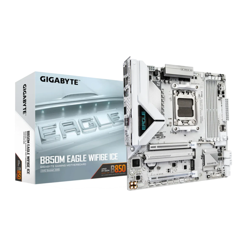 Gigabyte B850M Eagle WiFi 6E Ice AM5 AMD B850 DDR5 mATX 2,5G Ethernet 2 emplacements M.2 Carte mère