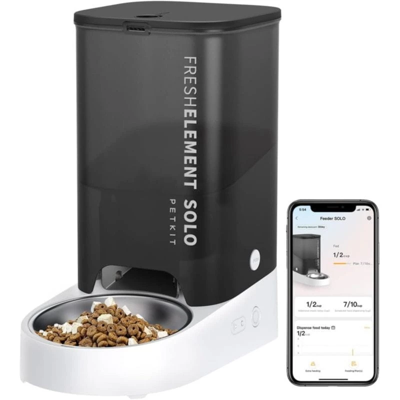 PETKIT Fresh Element SOLO Gris Programmable avec APP de 1 à 10 Repas Quotidiens 3 L Mangeoire intelligente