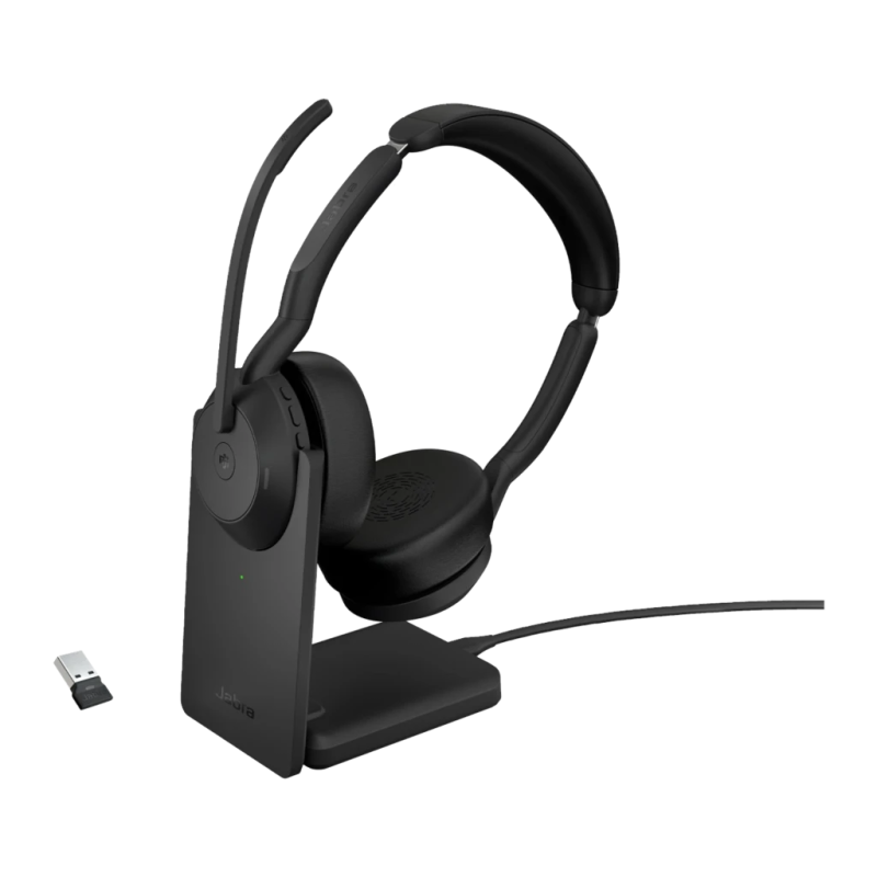 Jabra Evolve2 55 MS Stereo avec base de charge ANC Arceau avec micro Casque