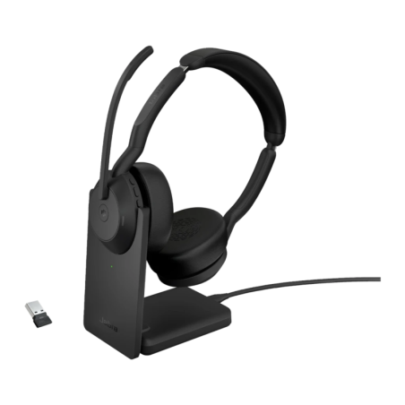 Jabra Evolve2 55 MS Stereo avec base de charge ANC Arceau avec micro Casque