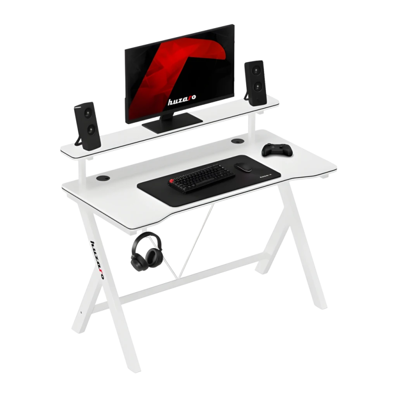 Huzaro Hero 1.9 Acier avec revêtement fibre de carbone 75kg gestion des câbles support pour casque Bureau gaming