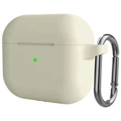 Housse en Silicone avec Mousqueton pour Apple AirPods 3ª Gen Blanc