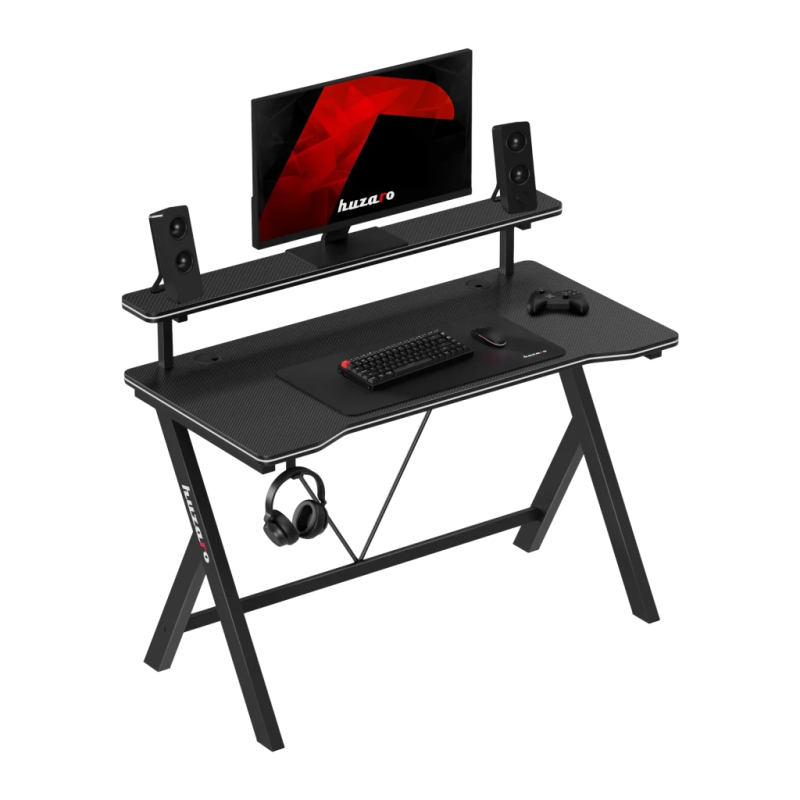 Huzaro Hero 1.9 RGB Fibre de carbone 120x60cm 75kg gestion des câbles support pour casque Bureau gaming