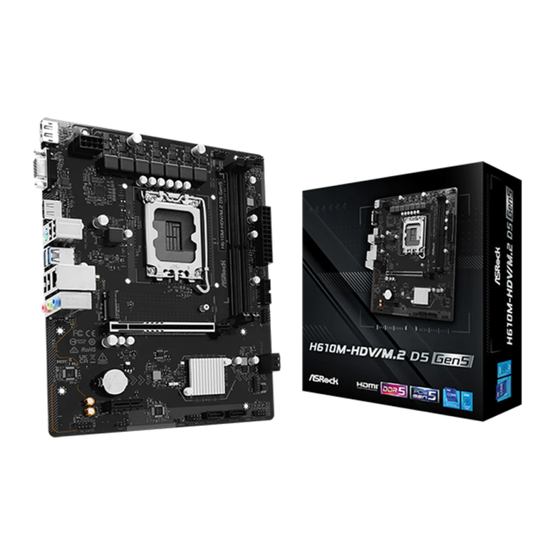 ASRock H610M-HDV/M.2 D5 Gen5 Intel H610 LGA1700 DDR5 mATX Carte mère