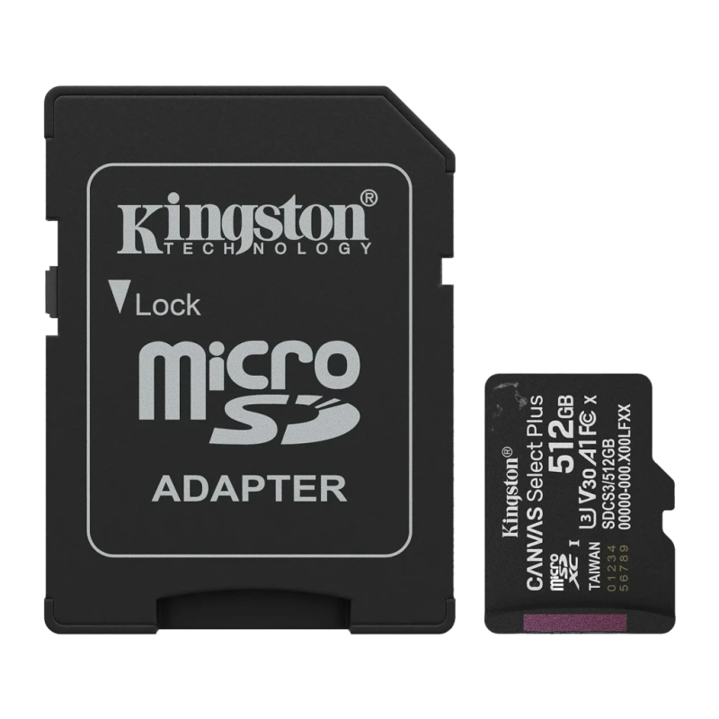 Kingston Canvas Select Plus 512GB 150MB/s U3 V30 A1 Carte microSD