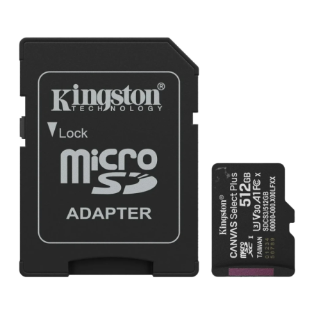 Kingston Canvas Select Plus 512GB 150MB/s U3 V30 A1 Carte microSD