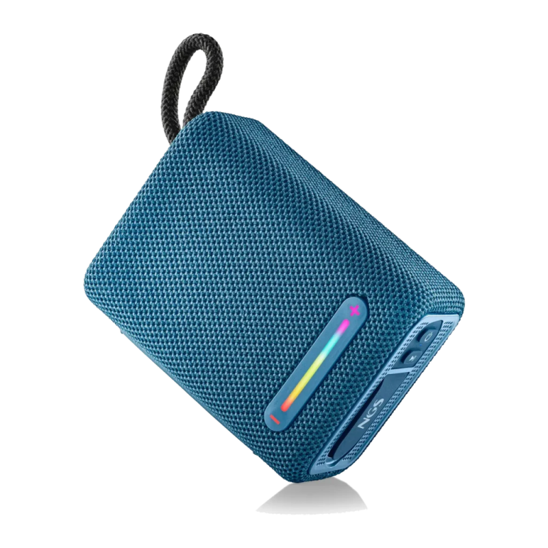 NGS Roller Furia 1 Bleu 7W 9h IPX6 2500mAh radio FM lumières LED entrée AUX Enceinte Bluetooth 5.0