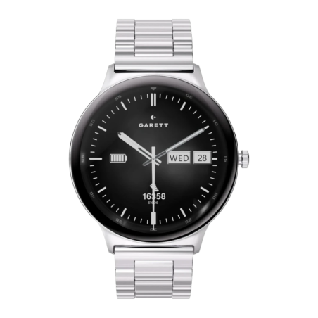 Garett Quantum 43 mm Argent 1,43 pouces AMOLED Appels Bluetooth 7 jours +100 sports IP68 Smartwatch