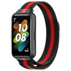 Bracelet Huawei Band 7 Milanais Magnétique Racing Noir et Rouge