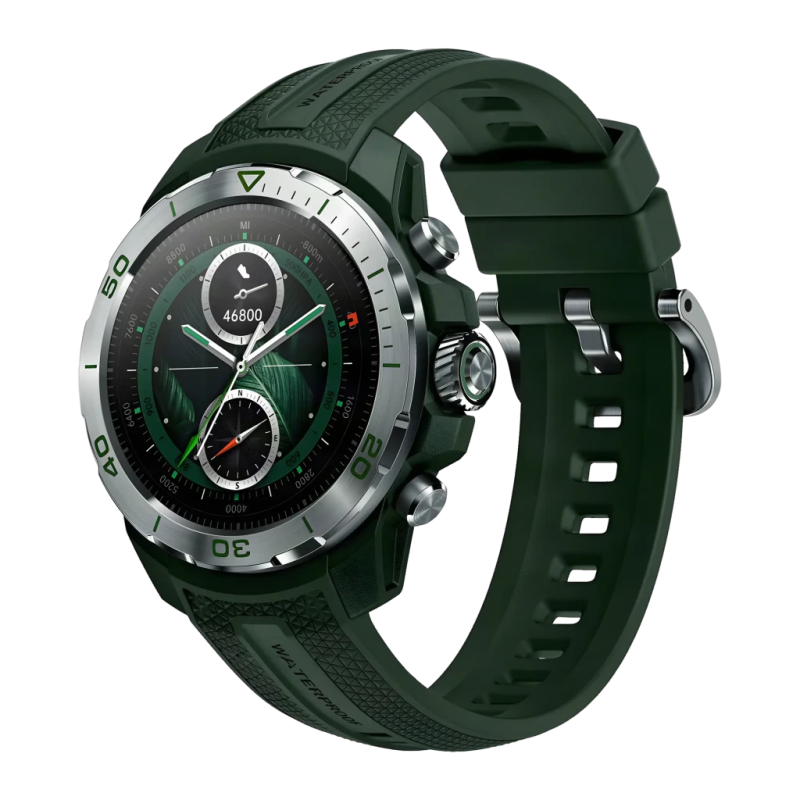 Mibro GS Explorer Vert 1,32 pouces AMOLED GPS double bande L1+L5 NFC 20 jours +150 sports 10ATM Montre connectée