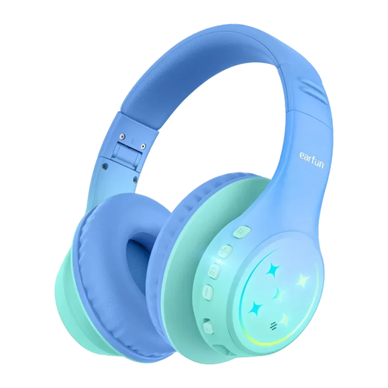 EarFun K4 Bleu RGB Arceau Bluetooth 5.4 90h Casque enfant sans fil