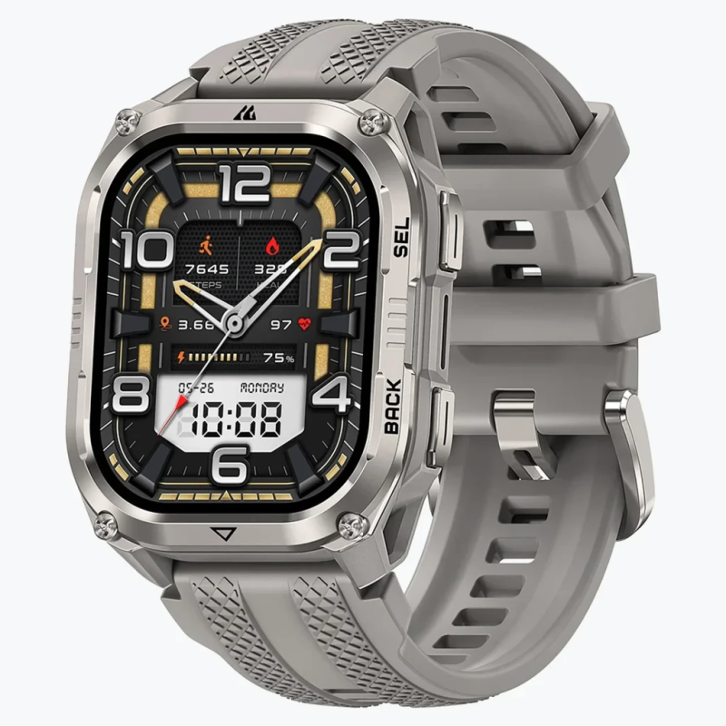 KOSPET Pulse 2 Argent AMOLED GPS double bande Appels Bluetooth 15 jours +170 sports 5ATM IP69 Smartwatch